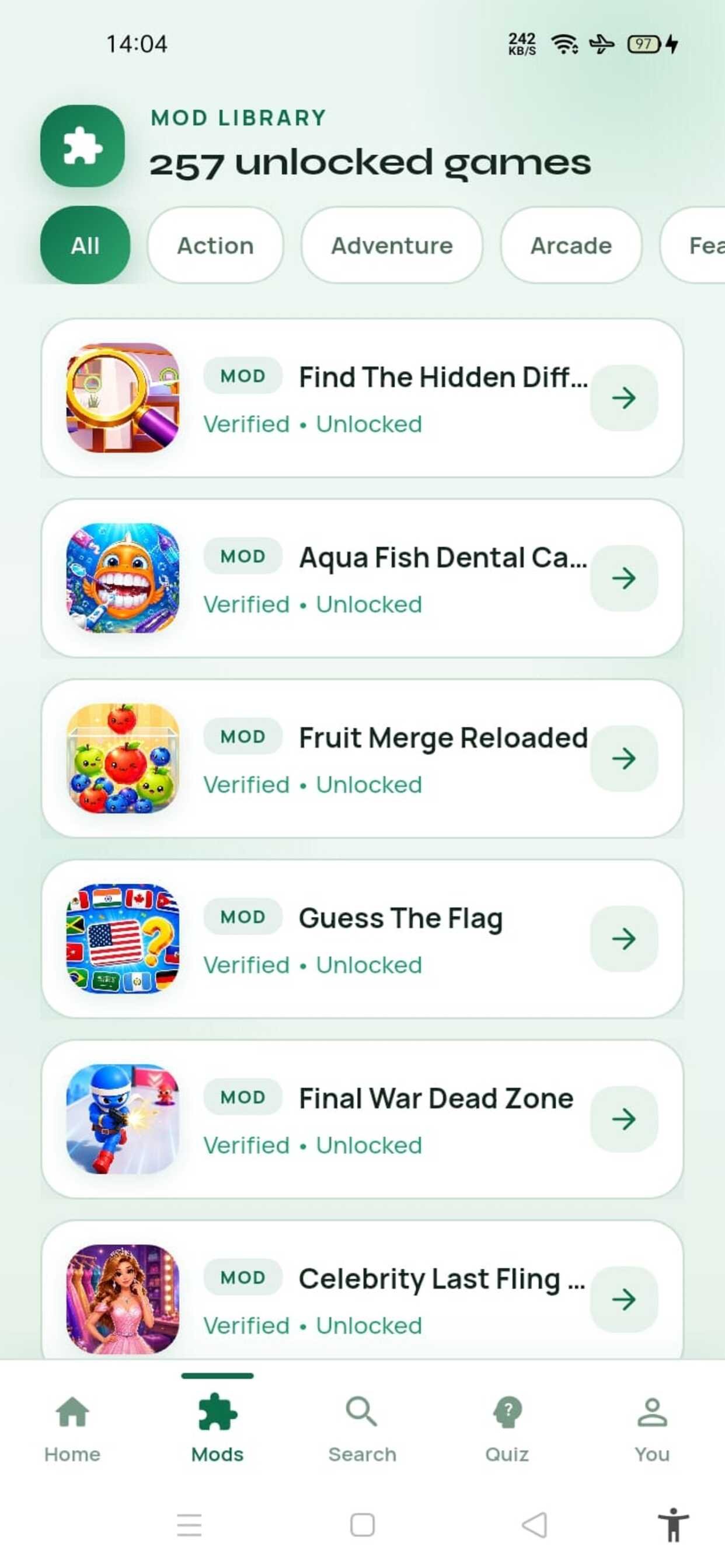 Happymod mod library screenshot